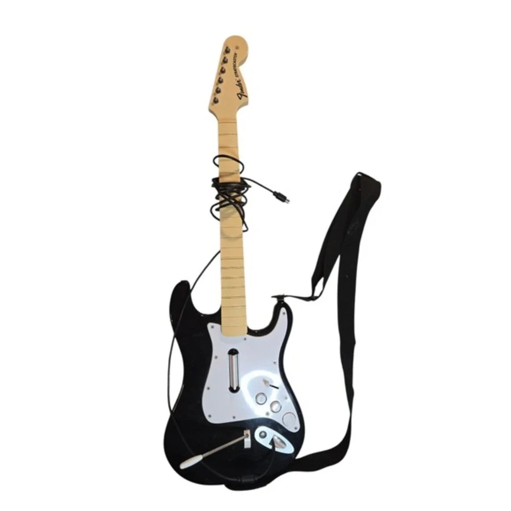 Rock Band Xbox 360 Fender Stratocaster Wired Guitar with Strap *Untested‎ *